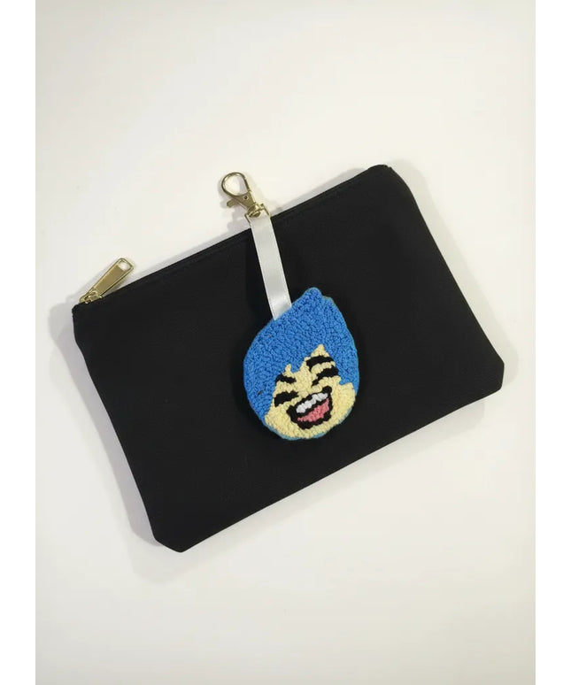 Mavi Saçlı Neşe Figürlü Punch Nakışı Anahtarlık El Yapımı