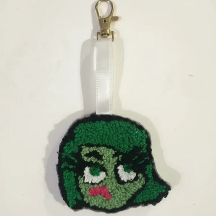 Yeşil Saçlı Tiksinti Karakteri Temalı Örme Anahtarlık El Yapımı