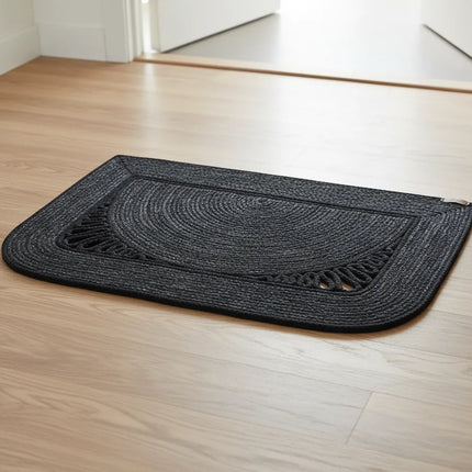 Antrasit ve Siyah Jüt Kapı Önü Paspası 78x53 cm Ebatlarında