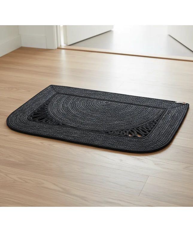 Antrasit ve Siyah Jüt Kapı Önü Paspası 78x53 cm Ebatlarında