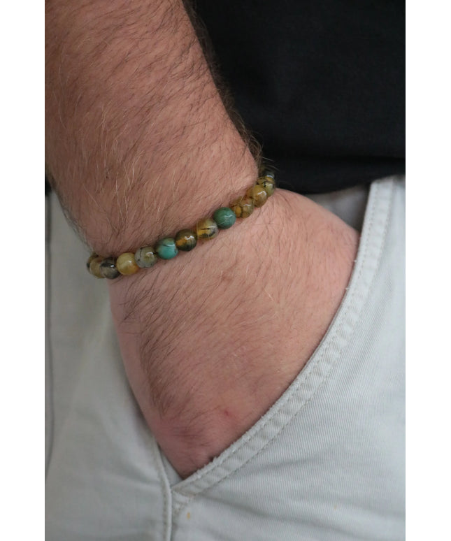 Akik Taşı Erkek Bileklik Orjinal Kahve ve Mavi Renklerinde Akik Bileklik