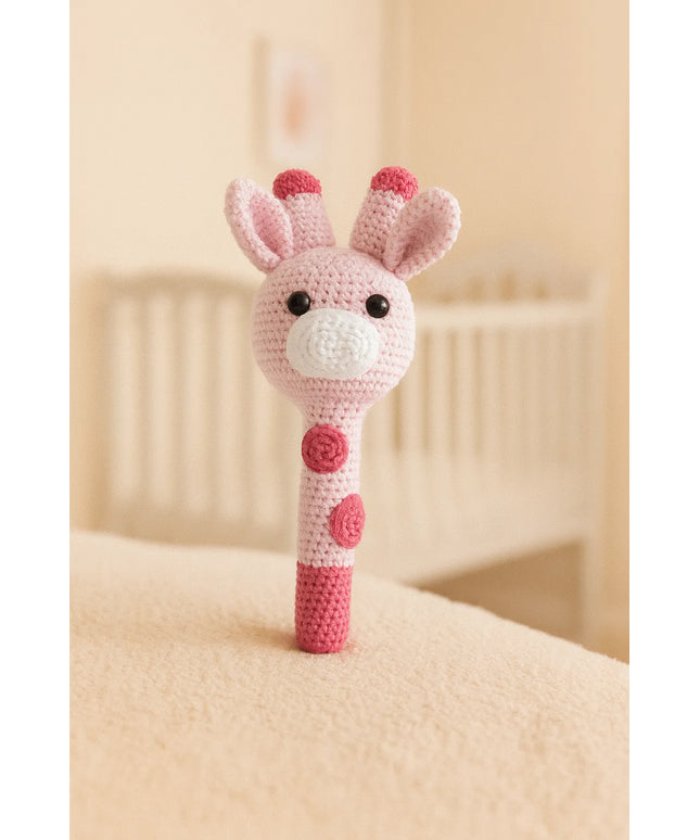 El Örgüsü Zürafa Çıngırak Bebekler İçin Amigurumi Renkli İlk Oyuncak