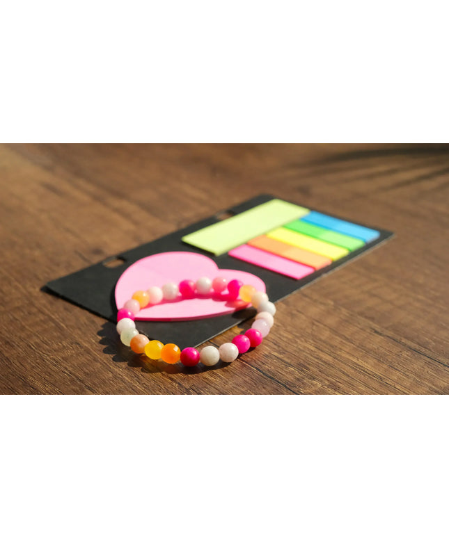 Pembe Renkli Doğal Taş Boncuklu Bileklik El Yapımı