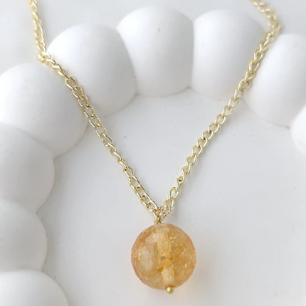 Küre Model Sitirin (Sitrin) Doğal Taş Kolye Ucu