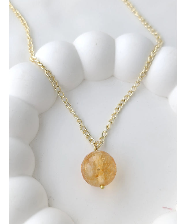 Küre Model Sitirin (Sitrin) Doğal Taş Kolye Ucu