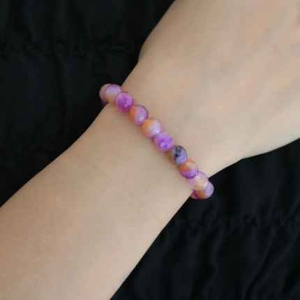 Orijinal Yeşim Taşlı Kadın Bileklik Mor ve Turuncu