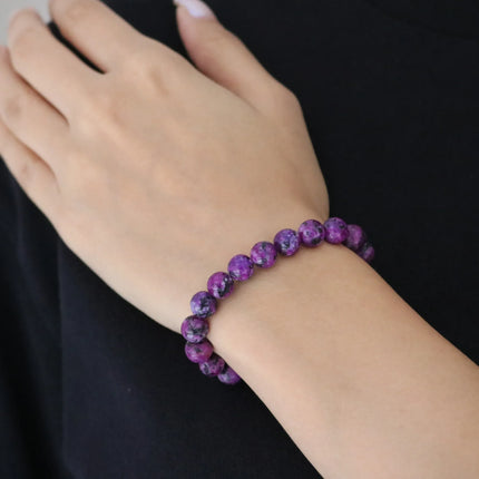 Orjinal Yeşim Taşlı Kadın Bileklik Mor