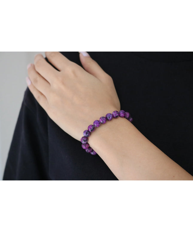 Orjinal Yeşim Taşlı Kadın Bileklik Mor