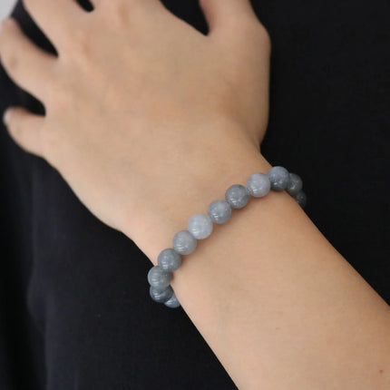 Orjinal Yeşim Taşlı Kadın Bileklik Gri