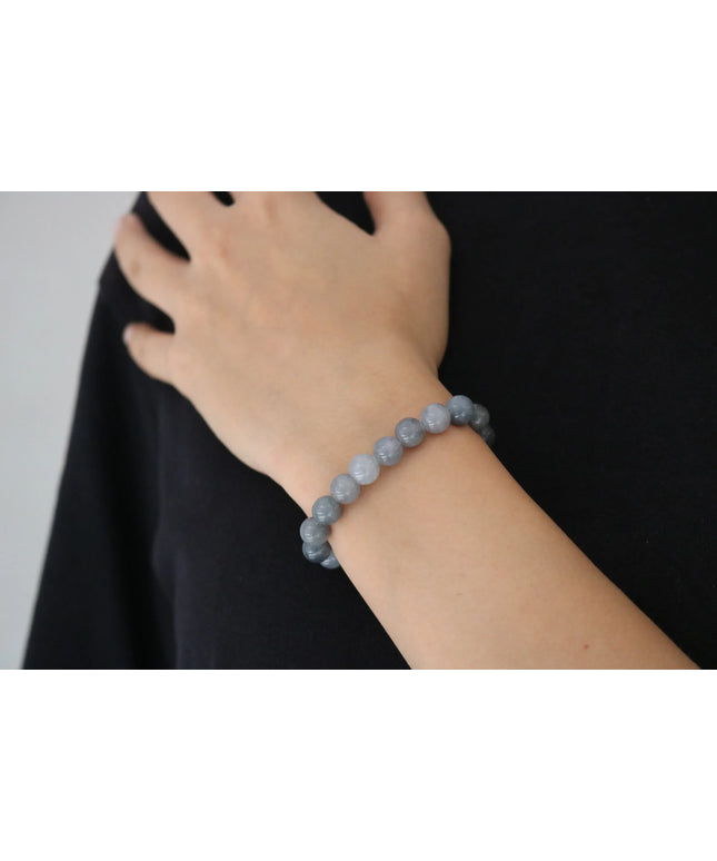 Orjinal Yeşim Taşlı Kadın Bileklik Gri