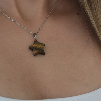 Kaplan Gözü Taşından Kadın Kolye Orijinal Kaplan Gözü Taşı