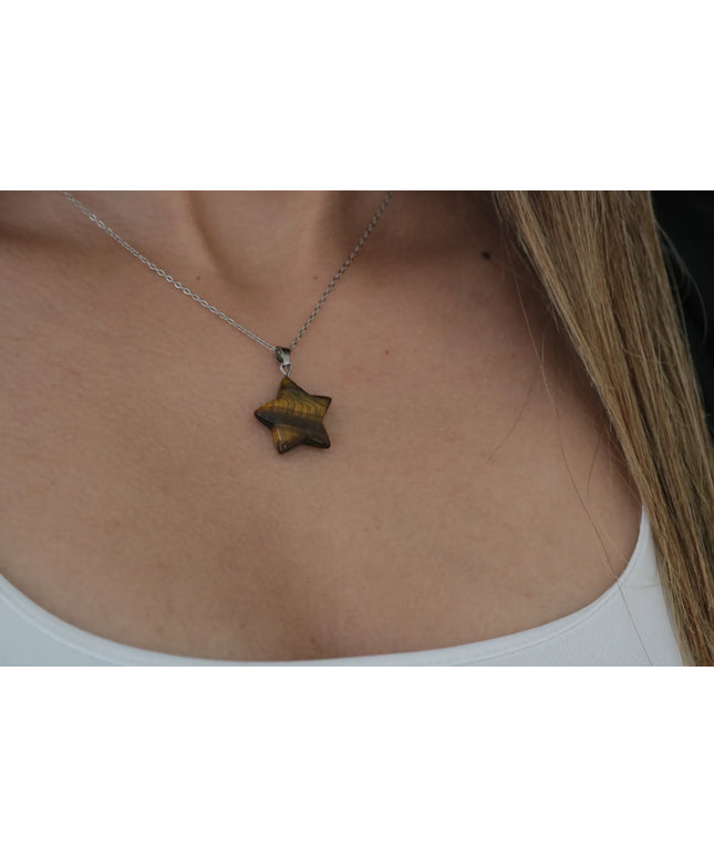 Kaplan Gözü Taşından Kadın Kolye Orijinal Kaplan Gözü Taşı