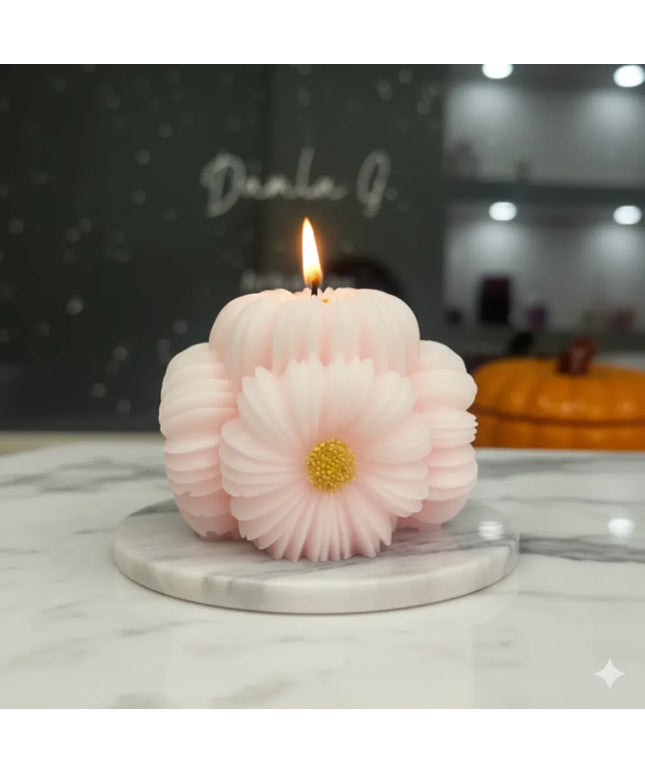 Çiçekli Mum Dekoratif El Yapımı Mum