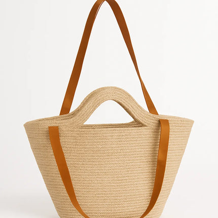 Doğal Hasır Detaylı Şık ve Fonksiyonel Kol Çantası