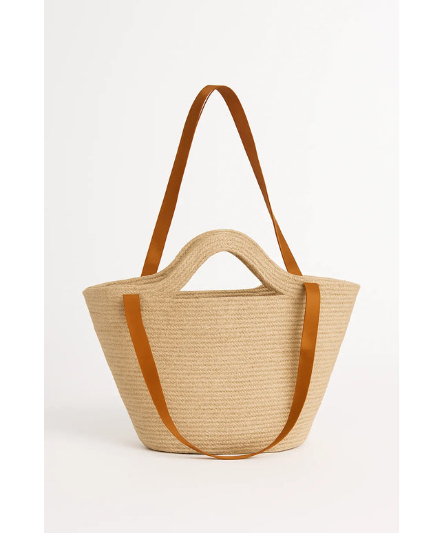 Doğal Hasır Detaylı Şık ve Fonksiyonel Kol Çantası