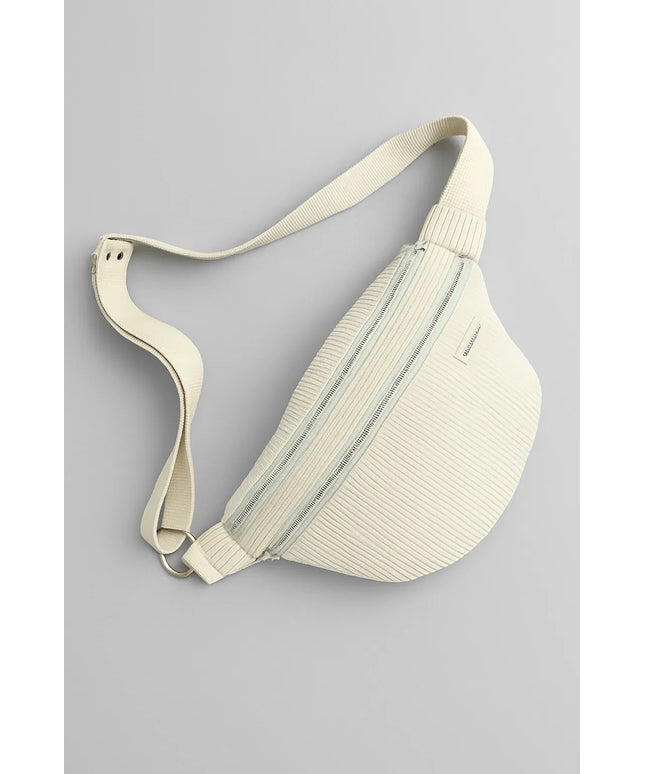 Krem Rengi Fitilli Kumaş Modern Bel Çantası