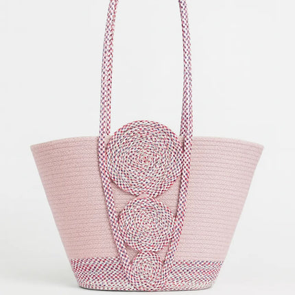 Pudra Rengi Özel Tasarım Hasır Plaj Çantası