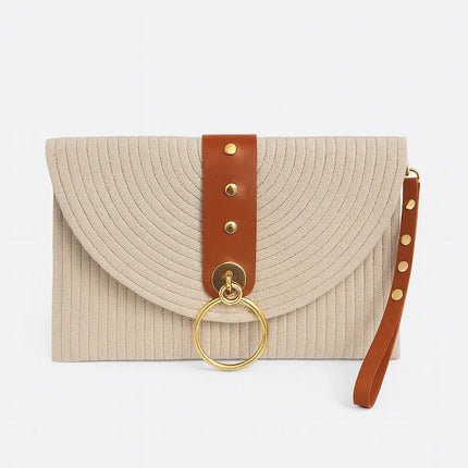 Bej Renkli Kahverengi Detaylı Kadın Portföy Çanta