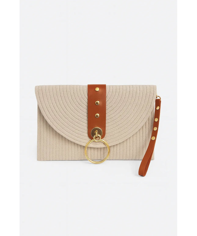 Bej Renkli Kahverengi Detaylı Kadın Portföy Çanta