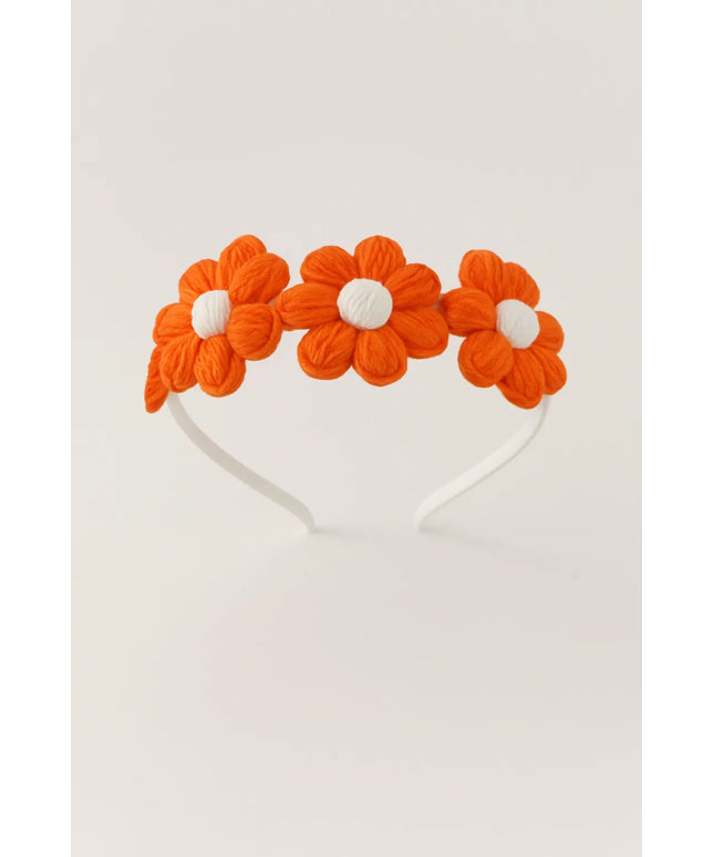 El Yapımı Turuncu Çiçek Desenli Taç