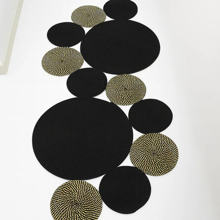 Siyah & Gold Zikzak Desenli Dekoratif Paspas 175x75 cm