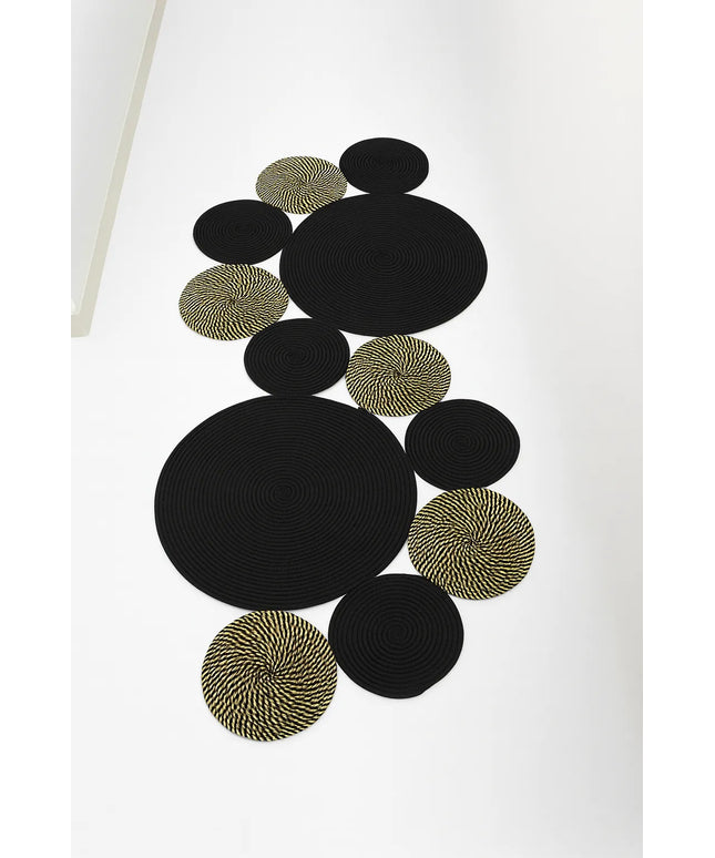 Siyah & Gold Zikzak Desenli Dekoratif Paspas 175x75 cm