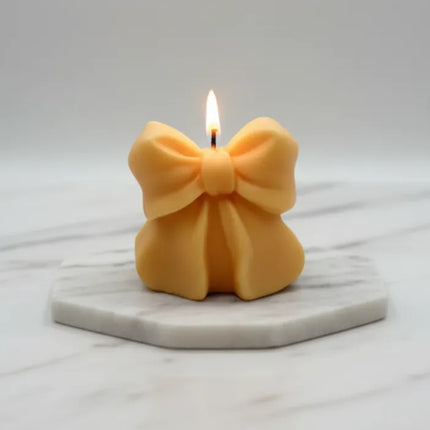Dekoratif Sarı Fiyonklu Mum Ev Dekorasyonu ve Hediyelik Eşya