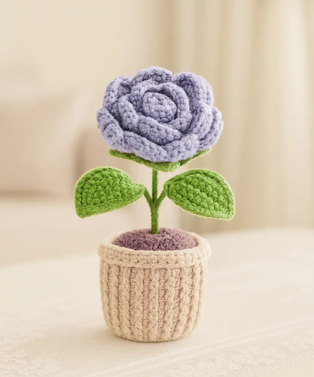 Örgü Mor Saksı Gül