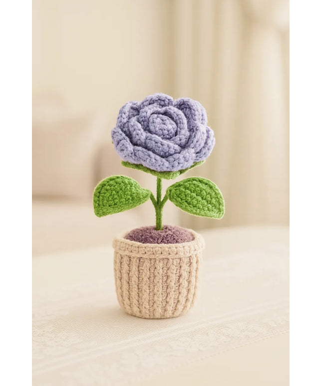 Örgü Mor Saksı Gül