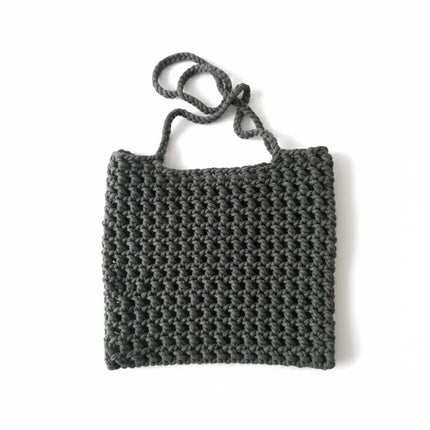 Haki Makrome Örgü Omuz Çantası El Emeği ile Tasarlandı