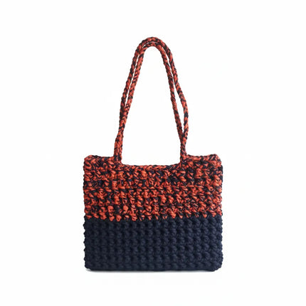 Kırmızı ve Siyah Renkli Örgü Omuz Çantası El Emeği