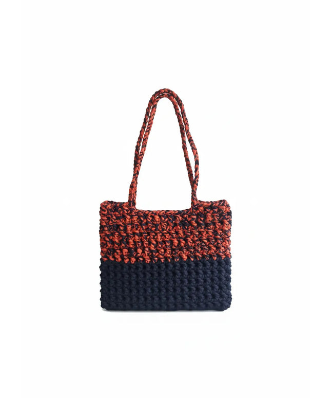 Kırmızı ve Siyah Renkli Örgü Omuz Çantası El Emeği