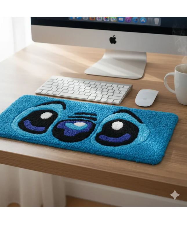 Mavi Stitch Desenli Klavye Altlığı Yumuşak Dokulu Halı