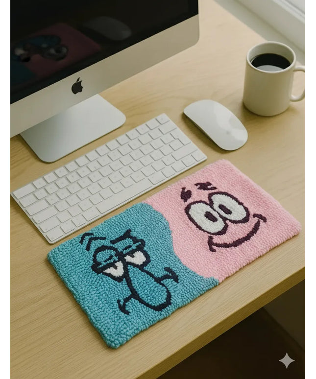Sünger Bob Temalı Temalı Bilgisayar Klavye Halısı Tufting Dokuma