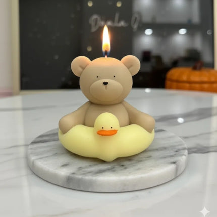 Kahverengi Ayıcık Figürlü Mum Sevimli El Yapımı Dekoratif Mum
