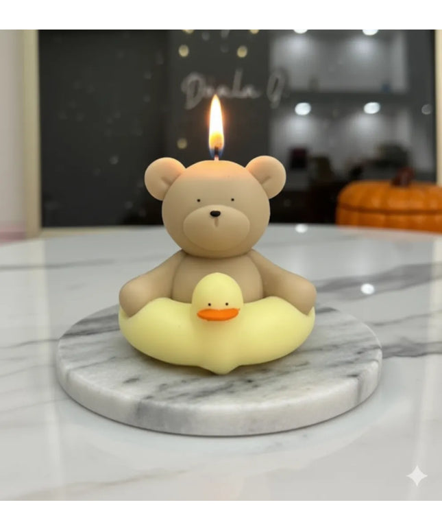 Kahverengi Ayıcık Figürlü Mum Sevimli El Yapımı Dekoratif Mum