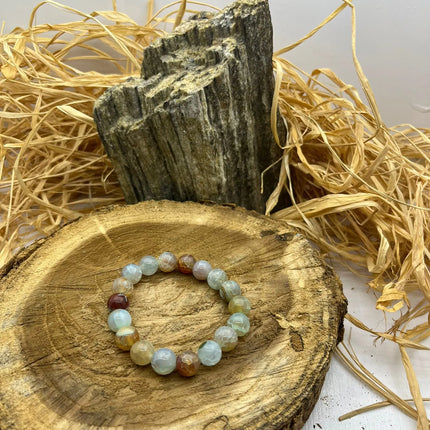 Doğal Taşlardan Yapılmış Renkli Yuvarlak Boncuklu Bileklik Şifa Bilekliği