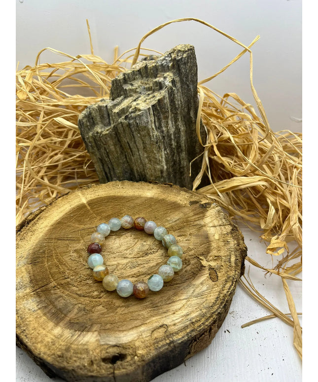 Doğal Taşlardan Yapılmış Renkli Yuvarlak Boncuklu Bileklik Şifa Bilekliği