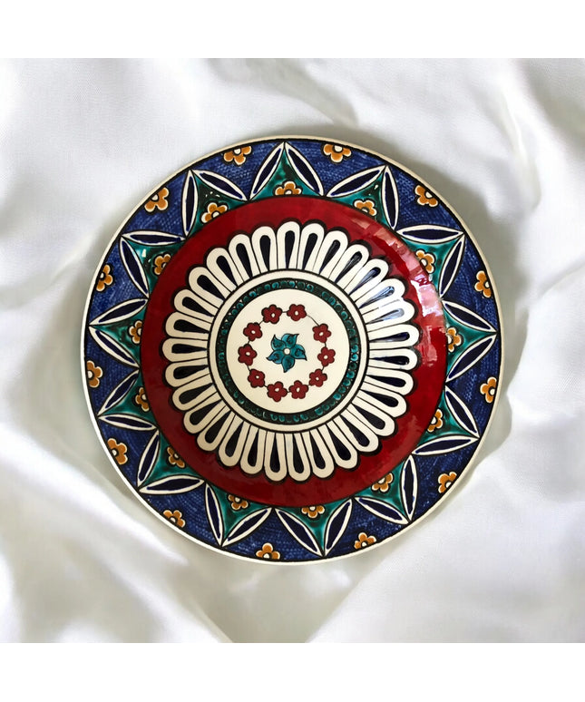 El Yapımı İznik Çinisi Desenli Mantı ve Makarna Servis Tabağı 25 cm