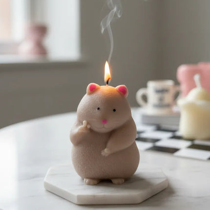 Sevimli Hamster Figürlü Dekoratif Mum