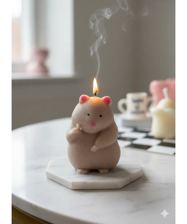 Sevimli Hamster Figürlü Dekoratif Mum