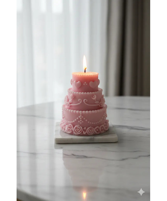 Pembe Pasta Şeklindeki Mum