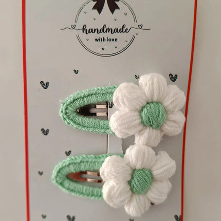 El Yapımı Papatya Turkuaz Toka (2’li Set)