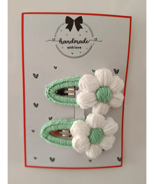 El Yapımı Papatya Turkuaz Toka (2’li Set)