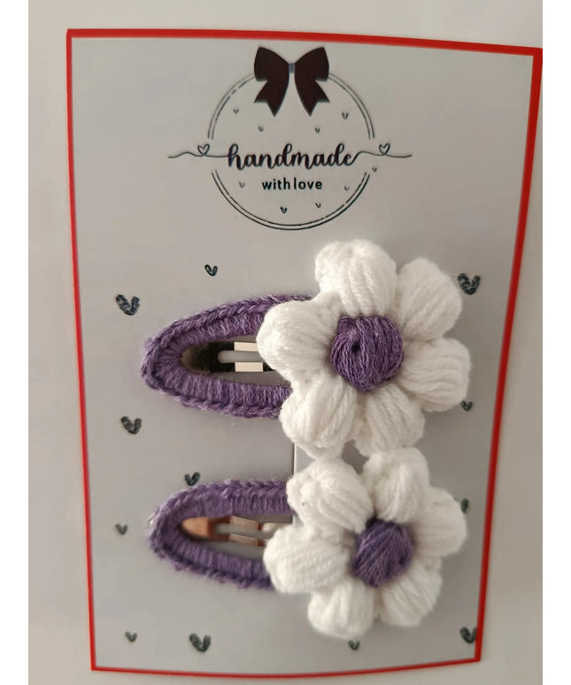 El Yapımı Mor Papatya Toka (2’li Set)