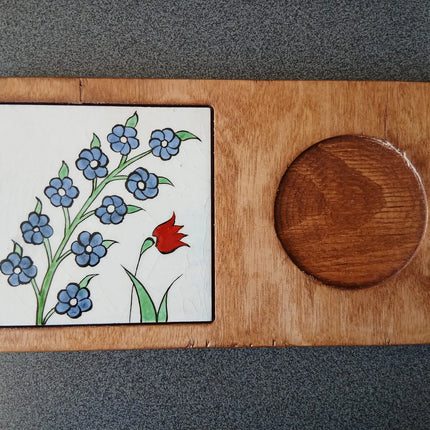 Çini Ahşap Sunumluk Kahve Tepsisi